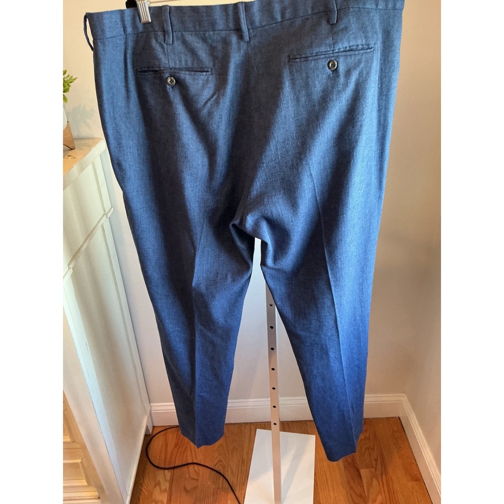 Banana Republic Tailored Fit Blue Herringbone Dress Pants Mens 40x34 (30 Inseam)